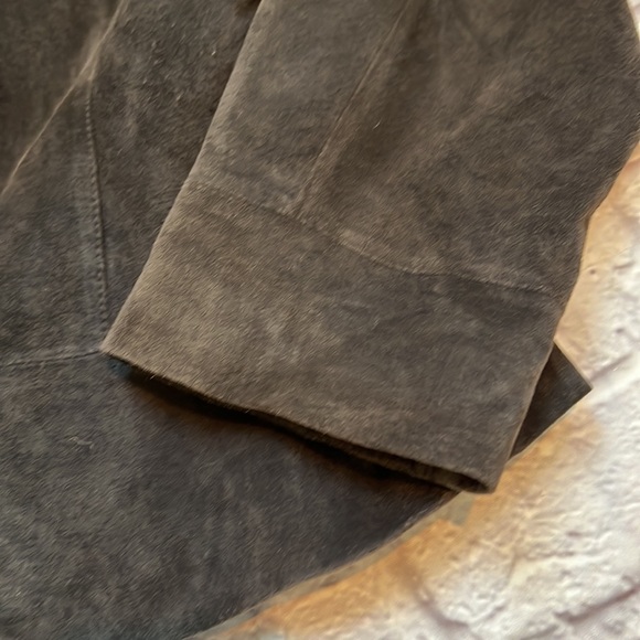 Chico’s women’s suede brown open front ruffle jacket EXCELLENT - Picture 8 of 10